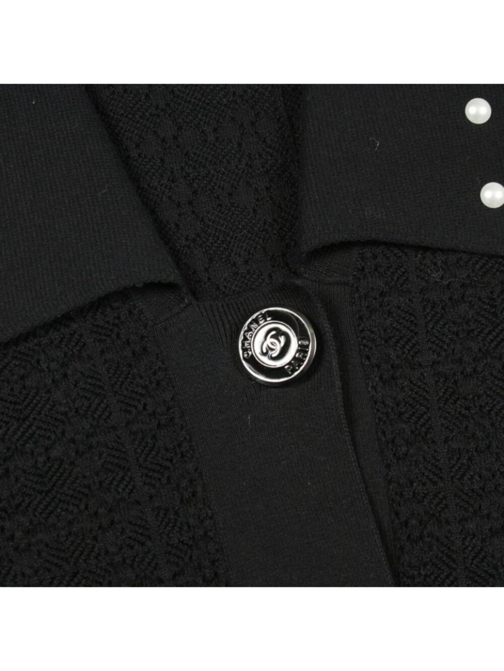 Chanel Dress CC Logo Button Pearl Cotton Nylon Knit - Picture 8 of 9